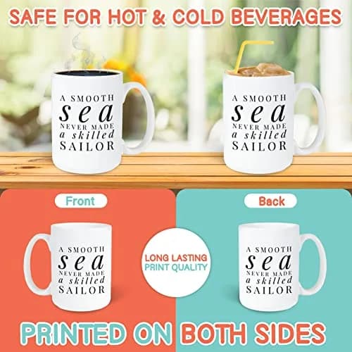 Bubble Hugs Sailor Coffee Mug 443ml (15 Oz) | Smooth Sea Never Made a Skilled Sailor thumbnail 3