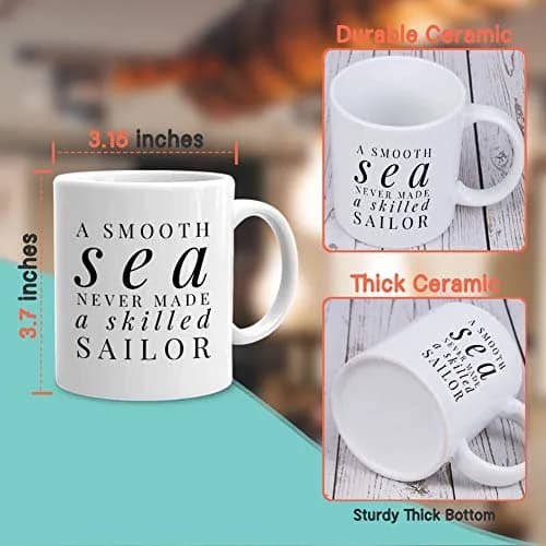 Bubble Hugs Sailor Coffee Mug 11 Oz (325 ml) | A Smooth Sea Never Made a Skilled Sailor Mug thumbnail 4