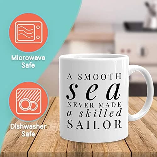 Bubble Hugs Sailor Coffee Mug 11 Oz (325 ml) | A Smooth Sea Never Made a Skilled Sailor Mug thumbnail 2