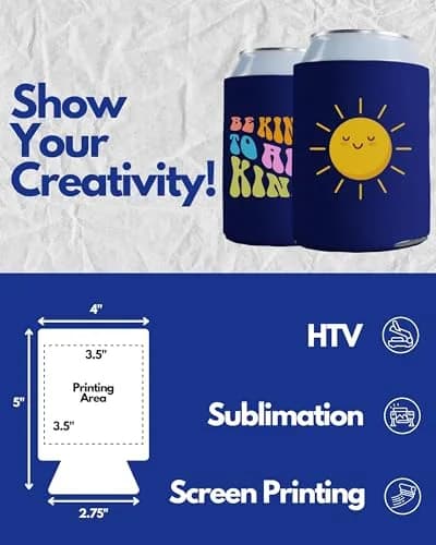PartyPrints Navy Blue Blank Can Cooler Sleeves 100 Pack | Customizable Foam Drink Holder for 12oz & 16oz Cans thumbnail 2