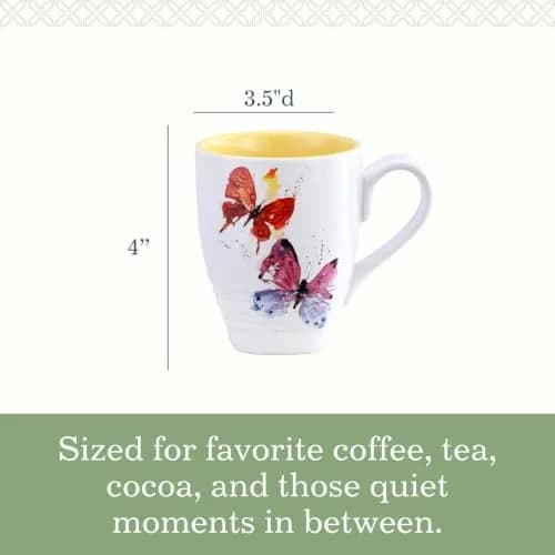 DEMDACO Flock of Butterflies Mug by Dean Crouser, Glossy Stoneware | Vibrant Watercolor Design, 16oz, Microwave & Dishwasher Safe thumbnail 3