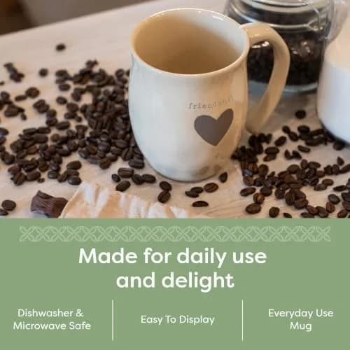 DEMDACO Ivory Ceramic Stoneware Friendship Heart Mug, 16 oz Capacity | Handcrafted Gift for Loved Ones (120 characters) thumbnail 6