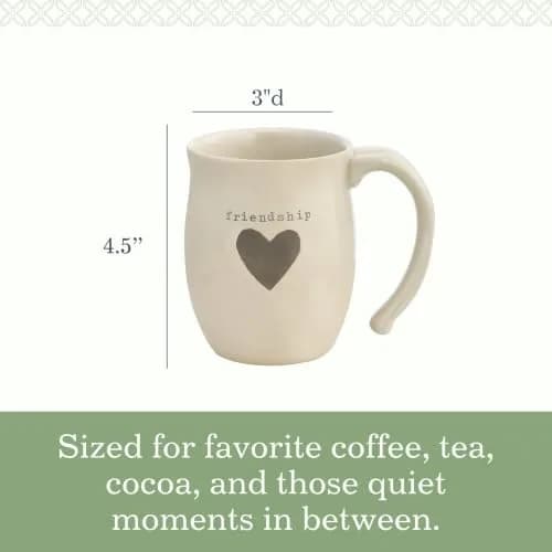 DEMDACO Ivory Ceramic Stoneware Friendship Heart Mug, 16 oz Capacity | Handcrafted Gift for Loved Ones (120 characters) thumbnail 3