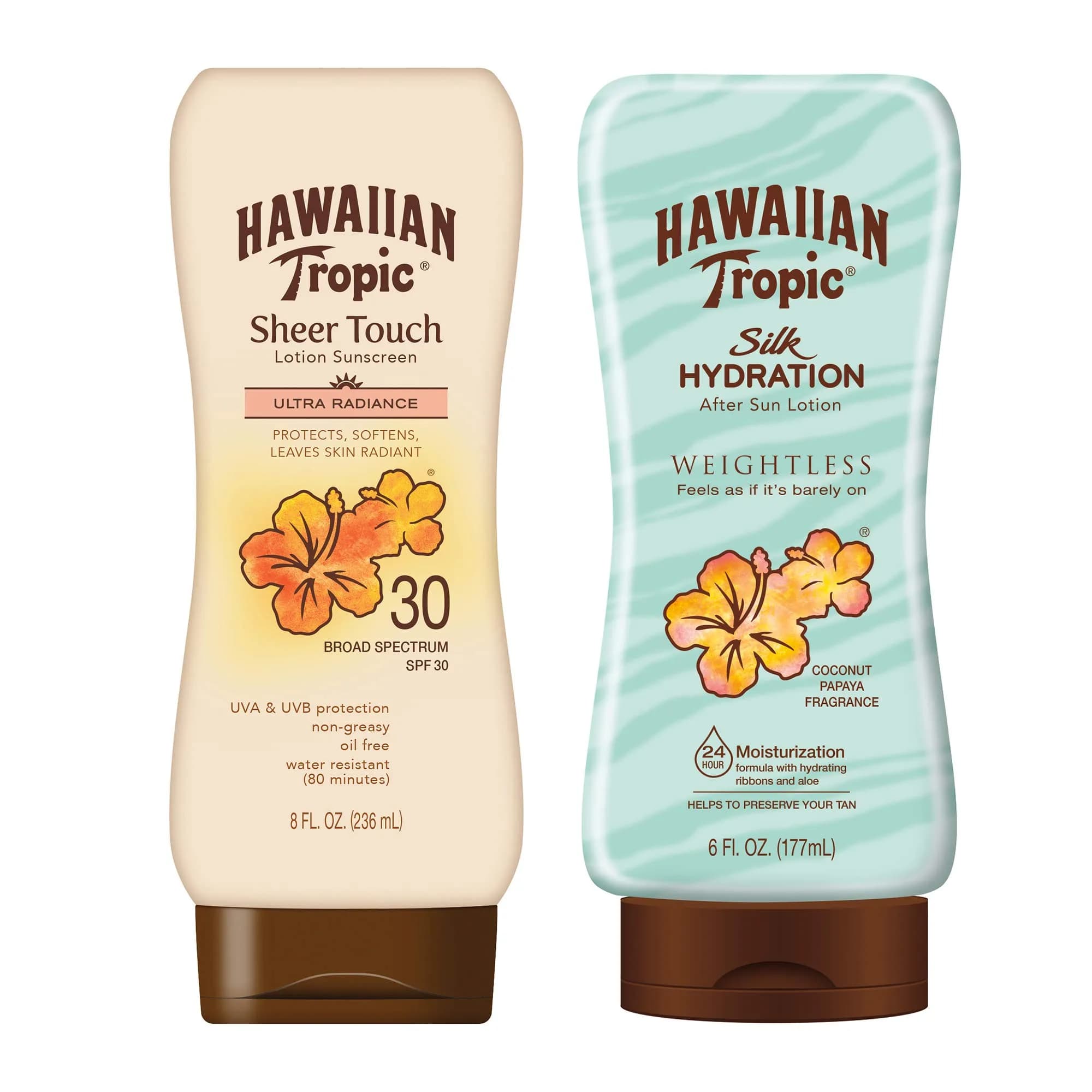 Hawaiian Tropic SPF 30 Broad Spectrum Sunscreen and After Sun Pack 156g (5.5 Fl Oz) | Water-Resistant 80 Min — 14 Fl Oz