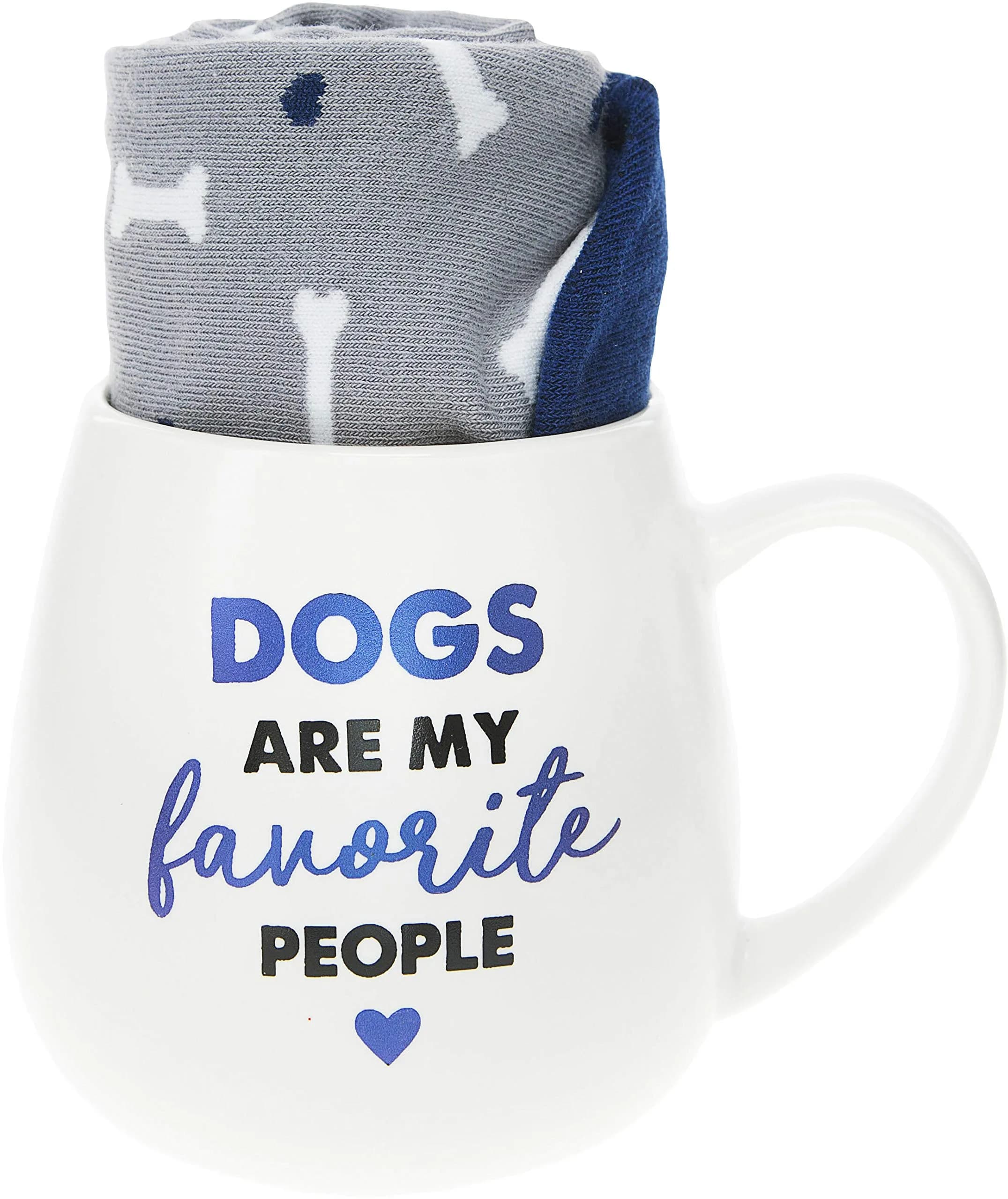 Pavilion Gift Company Dogs Are My Favorite People - Bone Socks & 15.5 Oz Coffee Cup Mug Gift Set