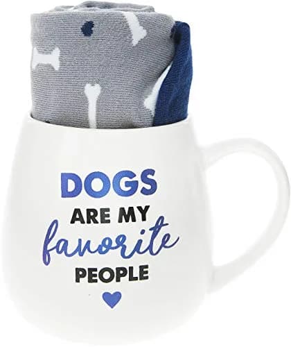 Pavilion Gift Company Dogs Are My Favorite People - Bone Socks & 15.5 Oz Coffee Cup Mug Gift Set thumbnail 1