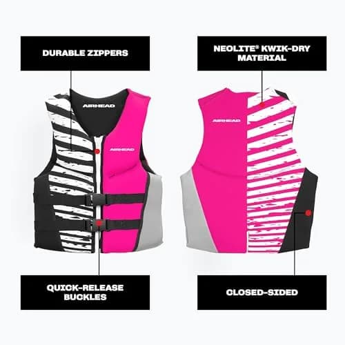 Airhead WICKED Kwik-Dry Neolite Flex Life Jacket for Adults | USCG Approved Level 70 Watersports Vest thumbnail 5