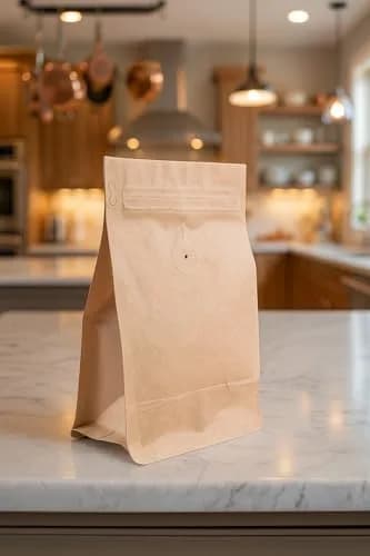 Awe Package Resealable Zipper Box Pouch Coffee Bag with Valve, 340g (12 oz) - 50 Count, Kraft thumbnail 2