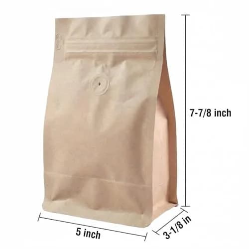 Awe Package Resealable Zipper Box Pouch Coffee Bag with Valve, 340g (12 oz) - 50 Count, Kraft thumbnail 3