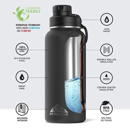 Hydrapeak 32oz Insulated Water Bottle with Chug Lid | Leak Proof Stainless Steel Bottle for Active Lifestyle thumbnail 4