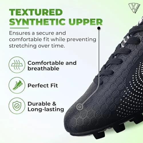 Vizari Stealth Boys Girls Soccer Cleats | Youth Firm Ground Athletic Shoes for Toddler, Little Kid, Big Kid thumbnail 4