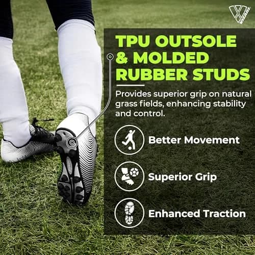 Vizari Stealth Boys Girls Soccer Cleats | Youth Firm Ground Athletic Shoes for Toddler, Little Kid, Big Kid thumbnail 5