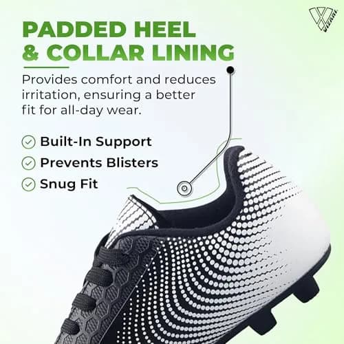 Vizari Stealth Boys Girls Soccer Cleats | Youth Firm Ground Athletic Shoes for Toddler, Little Kid, Big Kid thumbnail 3