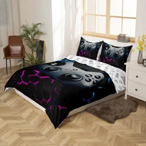 Erosebridal Kids Teens Video Games Duvet Cover Set | Gaming Controller Pattern, Full Size, Microfiber, All Seasons thumbnail 6