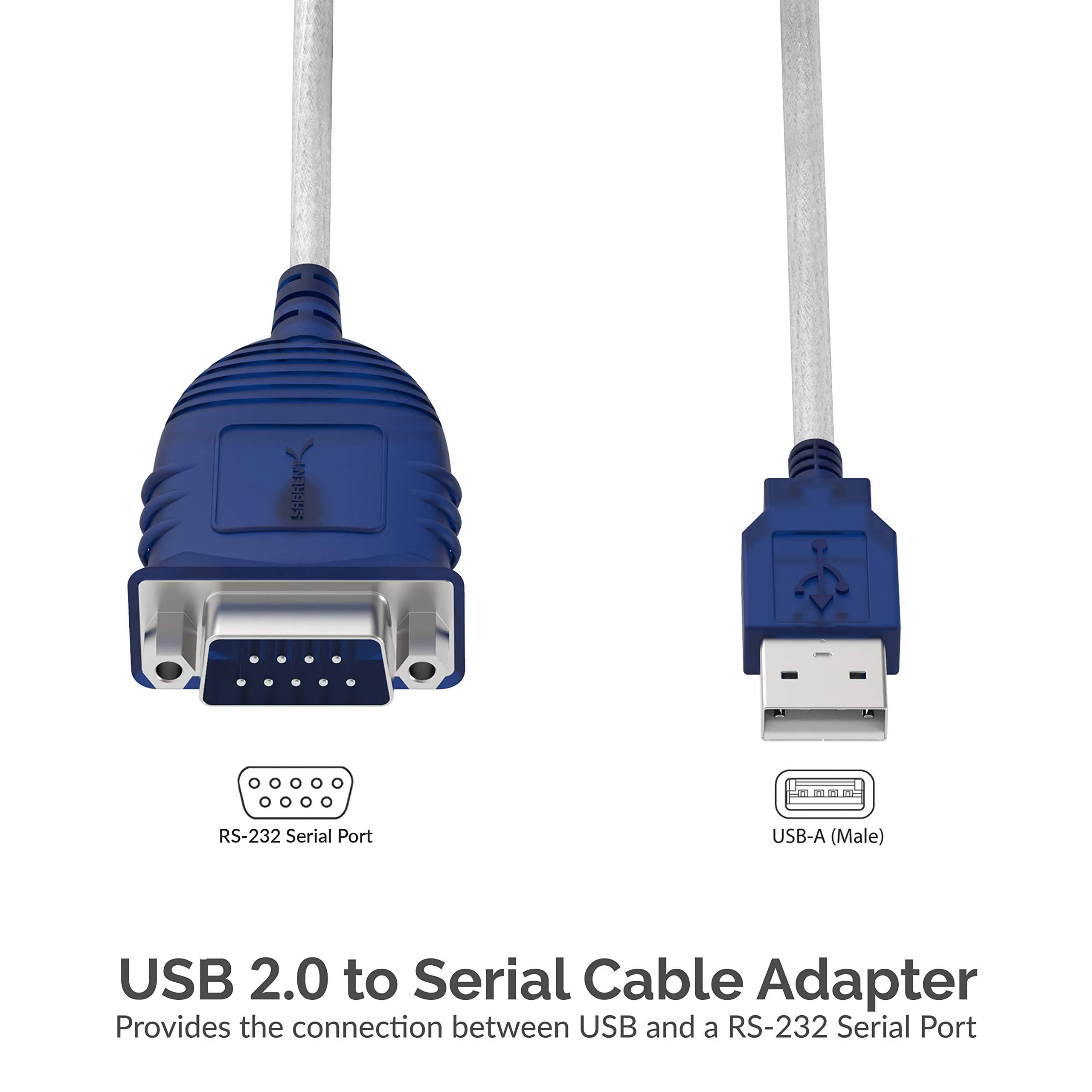 Sabrent USB 2.0 to Serial DB9 RS232 Converter Cable 10ft (3.05m) | Plug & Play OS Compatibility - view 3