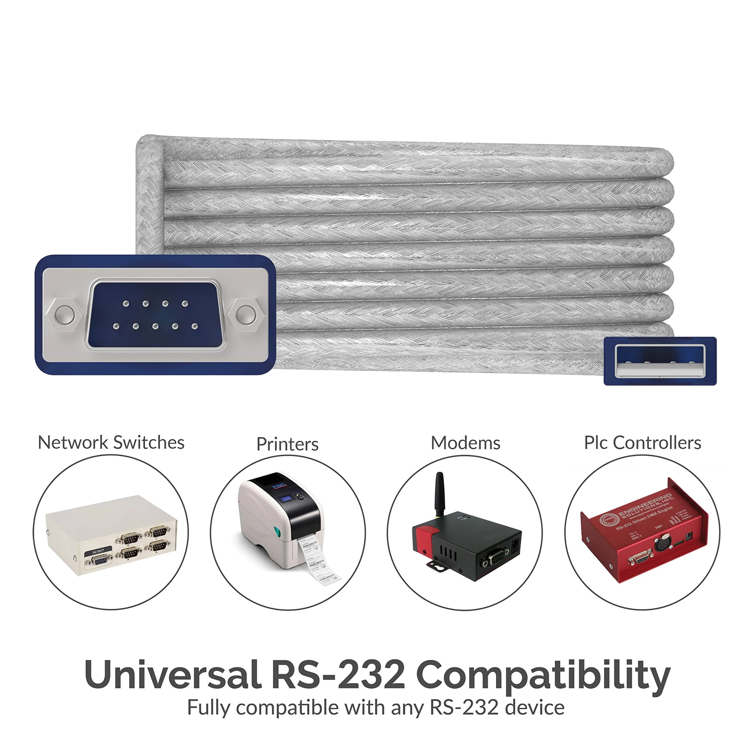 Sabrent USB 2.0 to Serial DB9 RS232 Converter Cable 10ft (3.05m) | Plug & Play OS Compatibility - view 4