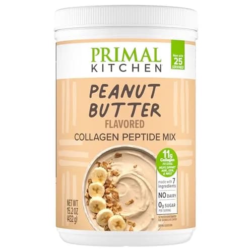 Primal Kitchen Peanut Butter Flavor Collagen Fuel Drink Mix 405g (14.3 Ounces) | Keto Certified Collagen Peptides for Skin, Hair, Nails thumbnail 1