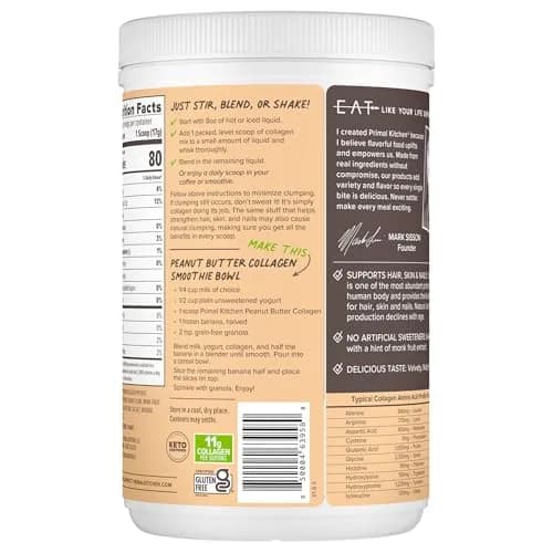 Primal Kitchen Peanut Butter Flavor Collagen Fuel Drink Mix 405g (14.3 Ounces) | Keto Certified Collagen Peptides for Skin, Hair, Nails thumbnail 5