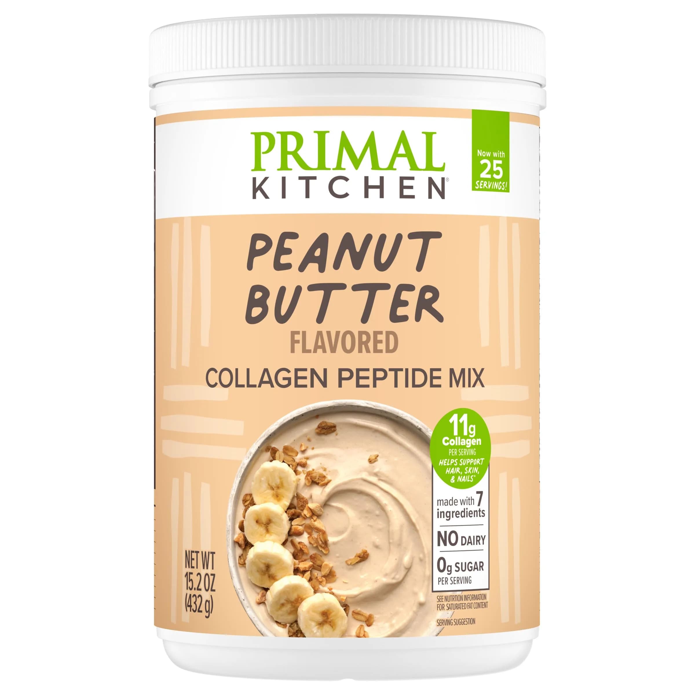 Primal Kitchen Peanut Butter Flavor Collagen Fuel Drink Mix 405g (14.3 Ounces) | Keto Certified Collagen Peptides for Skin, Hair, Nails - main product image