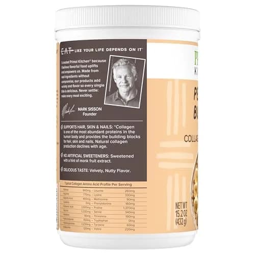 Primal Kitchen Peanut Butter Flavor Collagen Fuel Drink Mix 405g (14.3 Ounces) | Keto Certified Collagen Peptides for Skin, Hair, Nails thumbnail 9
