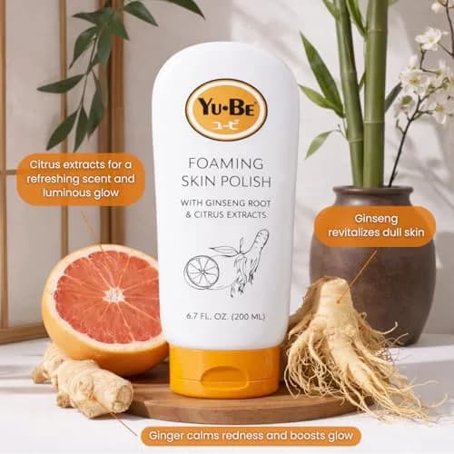 Yu-Be Foaming Skin Polish – Face & Body Exfoliating Scrub 6.7 fl oz | Gentle Fruit AHAs & Walnut Polish thumbnail 4
