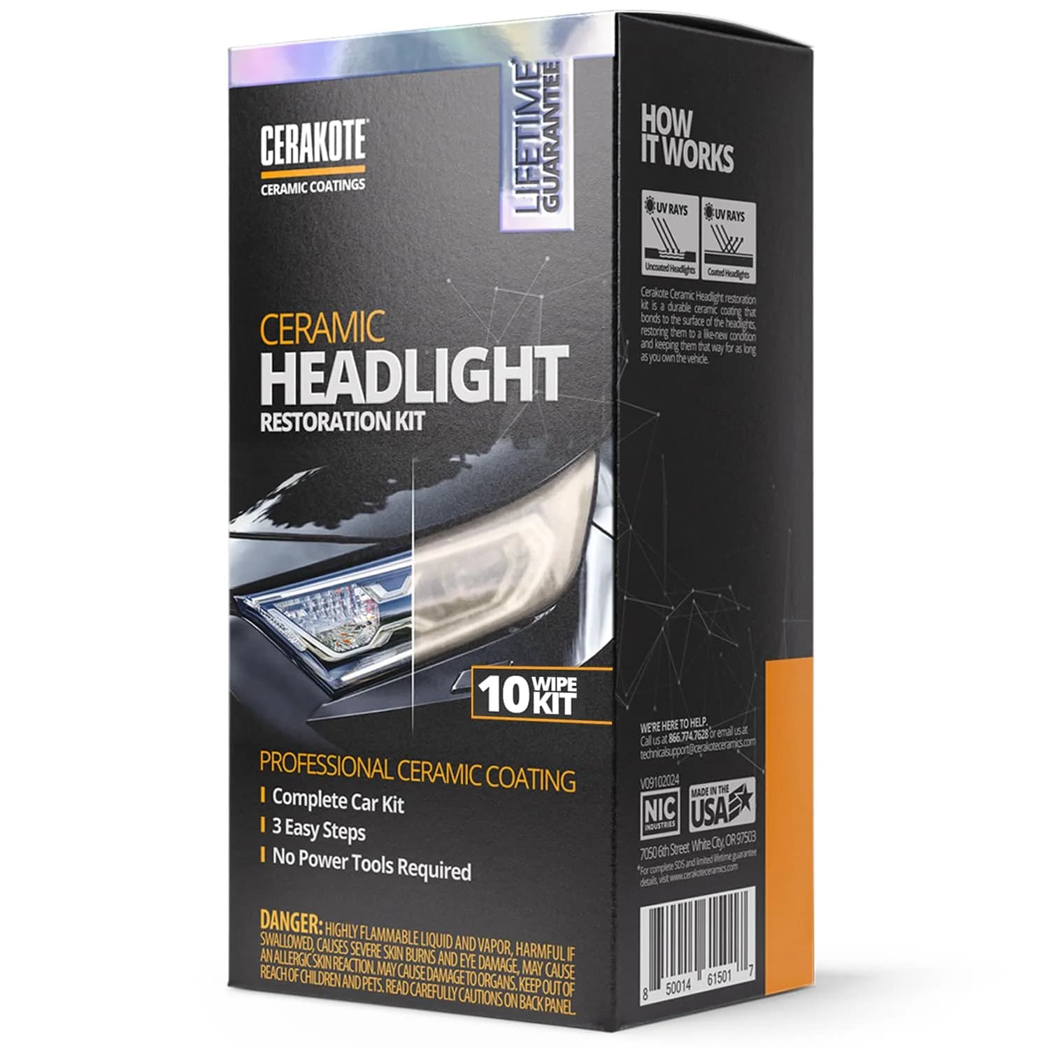 CERAKOTE Ceramic Headlight Restoration Kit | Restores Cloudy, Yellowed Headlights with UV Protection - main product image