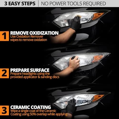 CERAKOTE Ceramic Headlight Restoration Kit | Restores Cloudy, Yellowed Headlights with UV Protection thumbnail 4