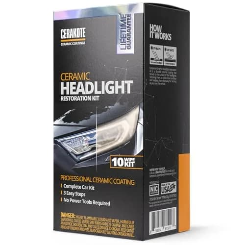 CERAKOTE Ceramic Headlight Restoration Kit | Restores Cloudy, Yellowed Headlights with UV Protection thumbnail 1