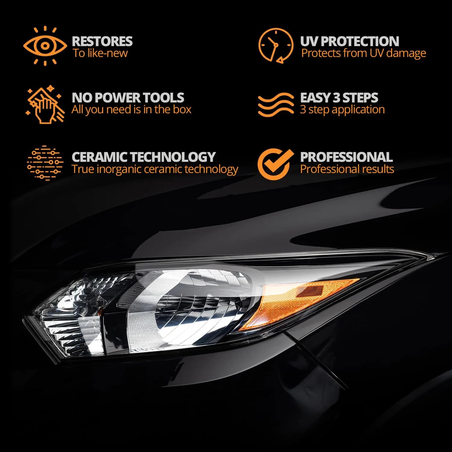 CERAKOTE Ceramic Headlight Restoration Kit | Restores Cloudy, Yellowed Headlights with UV Protection - view 3