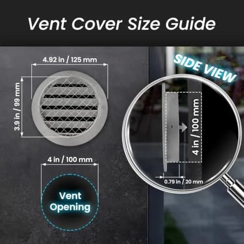 Repa Market 4 Inch Heavy-Duty Aluminum Alloy Gable Vent | Cold Air Intake & Ventilation Cover thumbnail 2