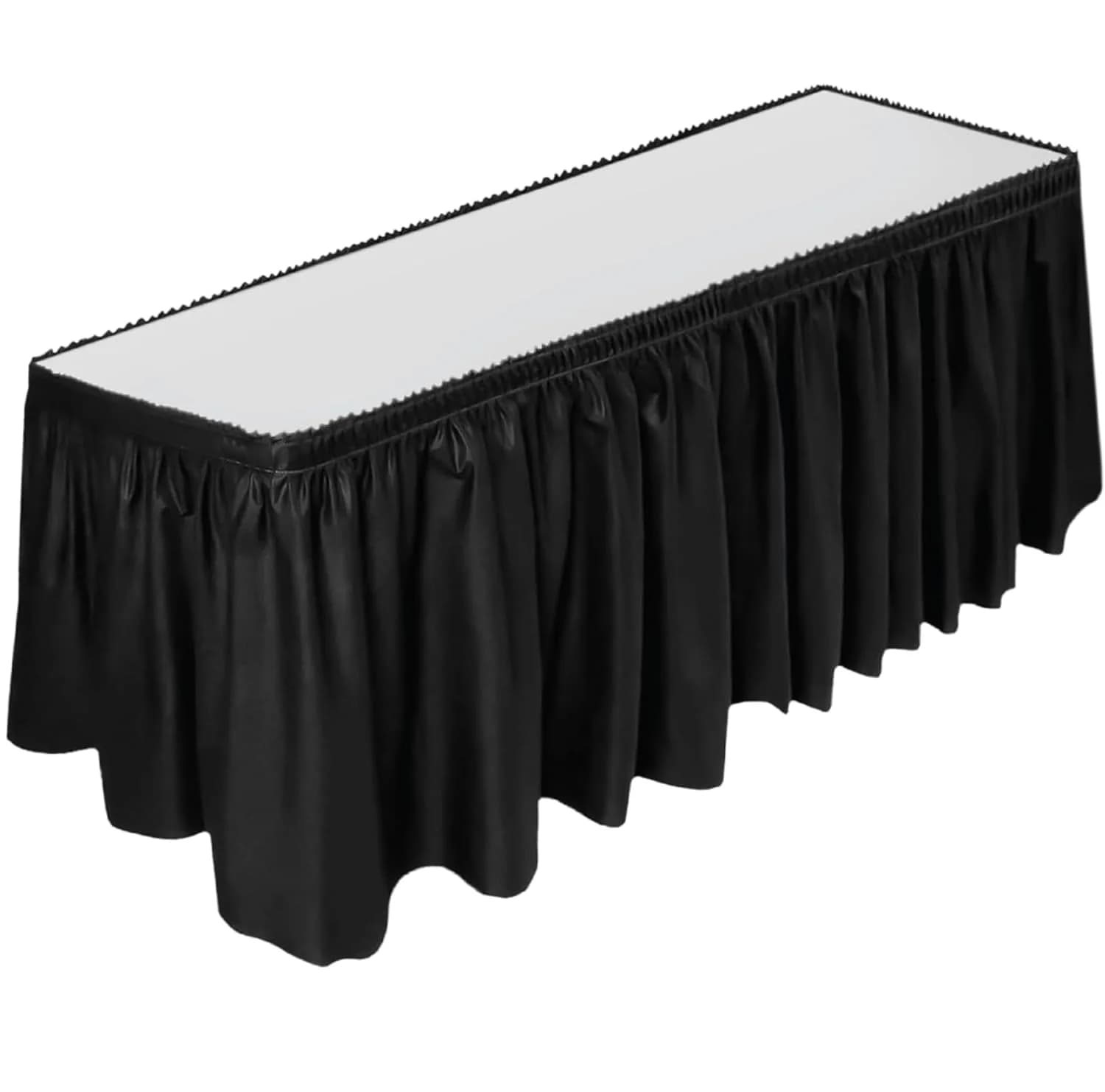 DecorRack Black Plastic Table Skirt 4.26 m (14 ft) | BPA-Free, Reusable, Rectangular for Events — Black