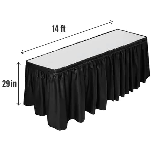 DecorRack Black Plastic Table Skirt 4.26 m (14 ft) | BPA-Free, Reusable, Rectangular for Events thumbnail 2