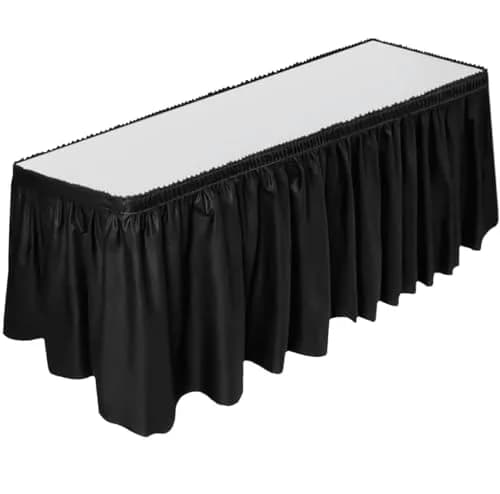 DecorRack Black Plastic Table Skirt 4.26 m (14 ft) | BPA-Free, Reusable, Rectangular for Events - main product image