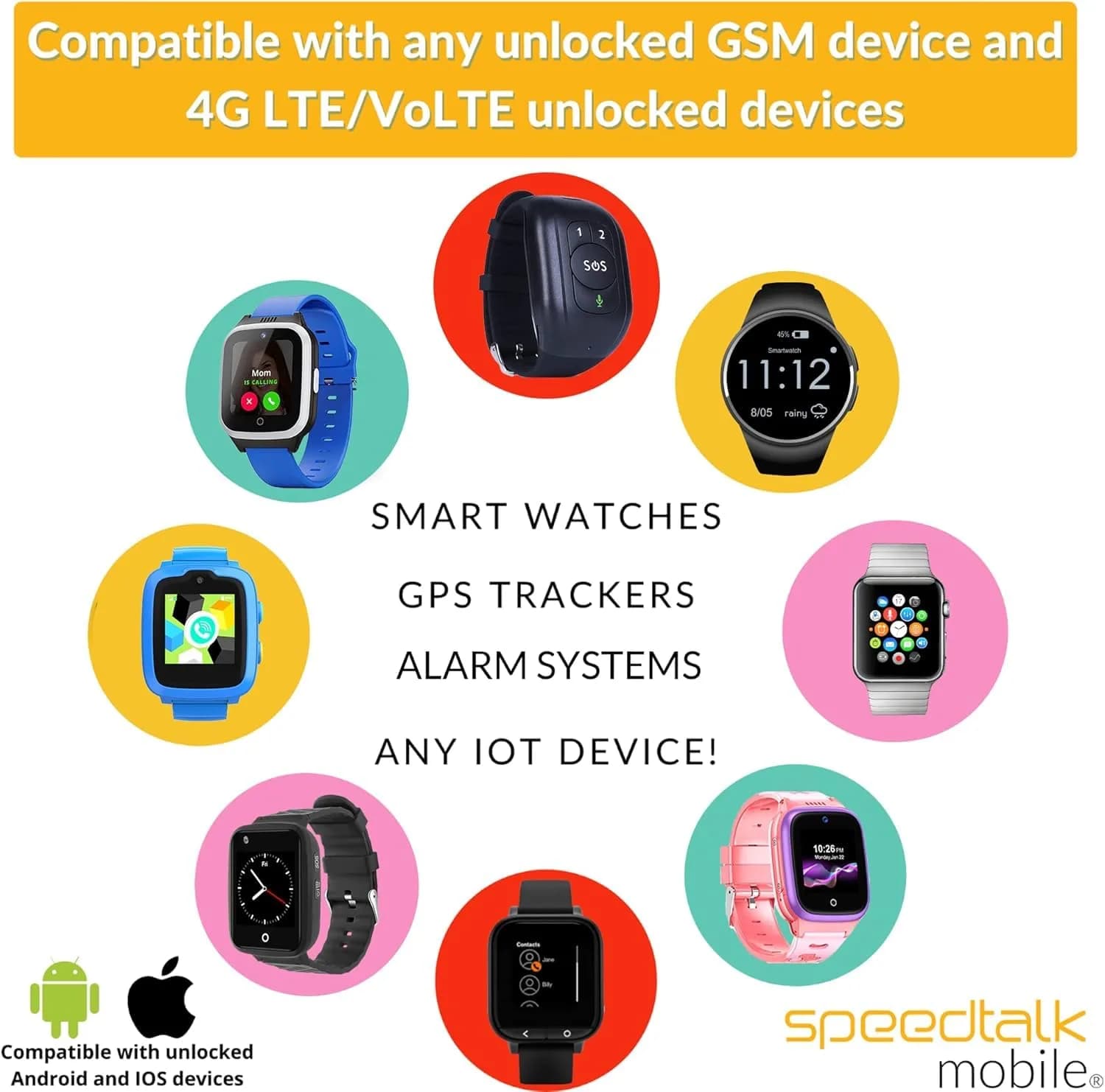 SpeedTalk Mobile Smartwatch SIM Card Kit - Triple Cut Nano/Micro/Standard for 4G Wearables | No Contract, No Credit Check - view 3
