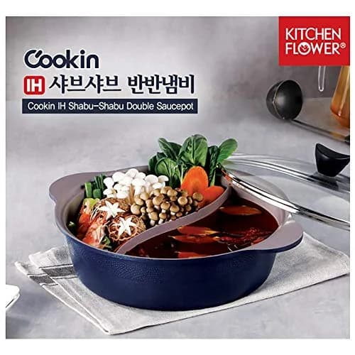 LP LIVING PLUS IH Shabu Shabu Stock Pot 2.7L (2.9 Quarts) | Dual Divider Ceramic Cookware thumbnail 9