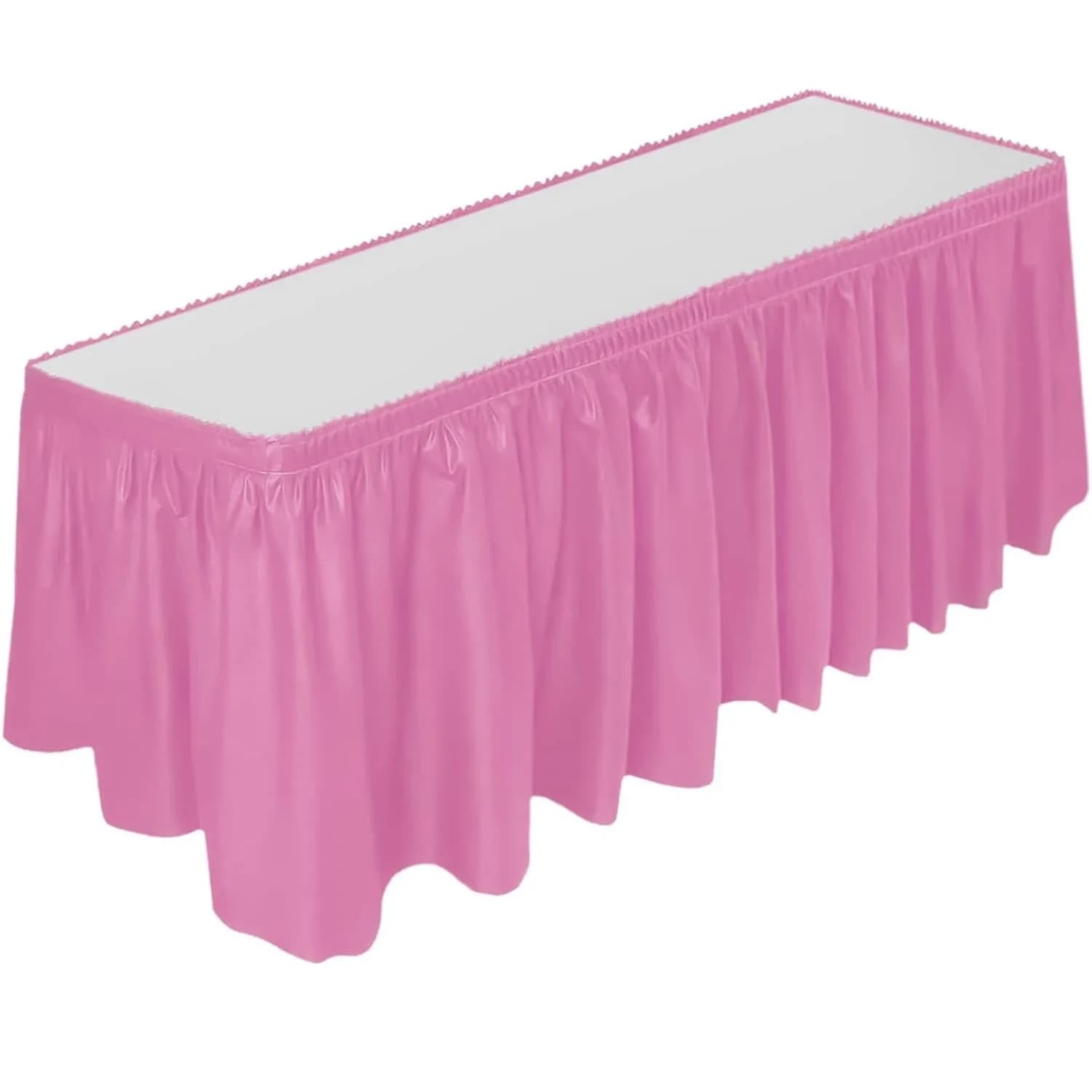 DecorRack Plastic Table Skirt Light Pink 73 cm (29 in) x 4.26 m (14 ft) | BPA-Free & Reusable for Parties