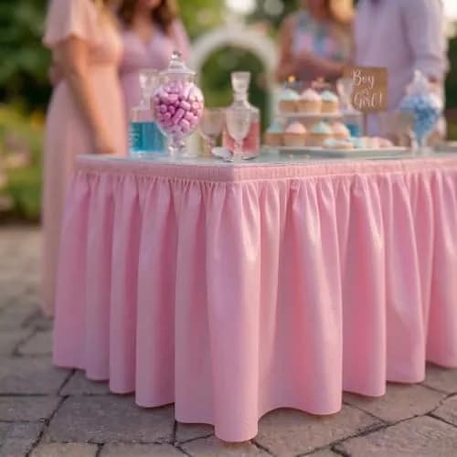 DecorRack Plastic Table Skirt Light Pink 73 cm (29 in) x 4.26 m (14 ft) | BPA-Free & Reusable for Parties thumbnail 4