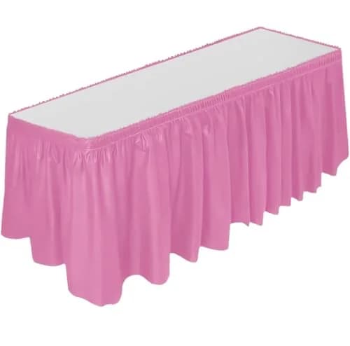 DecorRack Plastic Table Skirt Light Pink 73 cm (29 in) x 4.26 m (14 ft) | BPA-Free & Reusable for Parties thumbnail 1