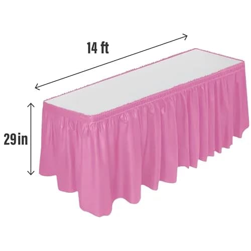 DecorRack Plastic Table Skirt Light Pink 73 cm (29 in) x 4.26 m (14 ft) | BPA-Free & Reusable for Parties thumbnail 2