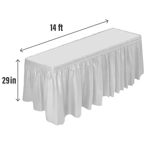 DecorRack White Plastic Table Skirt 4.26 m (14 ft) | BPA-Free, Disposable, Reusable for Events thumbnail 2