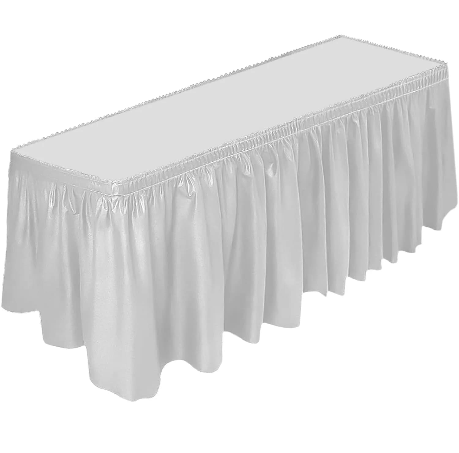 DecorRack White Plastic Table Skirt 4.26 m (14 ft) | BPA-Free, Disposable, Reusable for Events - main product image