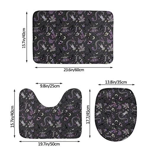 YEGFTSN Purple Black Goth Spooky Bathroom Rugs Set 3 Pcs Non Slip Absorbent thumbnail 5