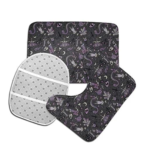 YEGFTSN Purple Black Goth Spooky Bathroom Rugs Set 3 Pcs Non Slip Absorbent thumbnail 3