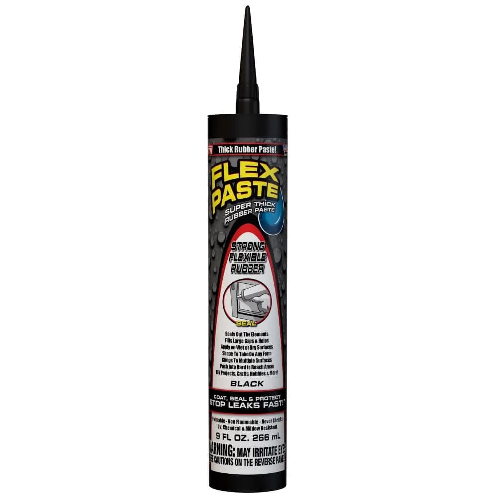 Flex Paste Rubberized Waterproof Sealant Paste, White, 48 fl oz (1.42 L) | Seals Gaps, Cracks, Holes Underwater — Black / Cartridge