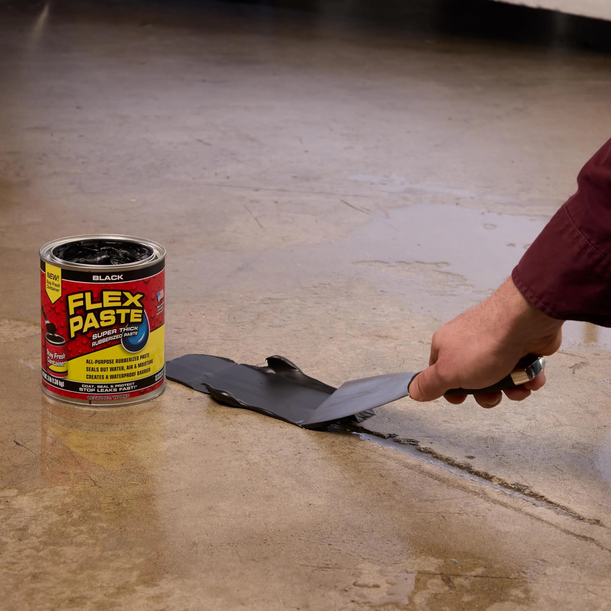 Flex Paste Rubberized Waterproof Sealant Paste Black 48 fl oz (1.42 L) | Seals Gaps Cracks Holes Underwater - view 7