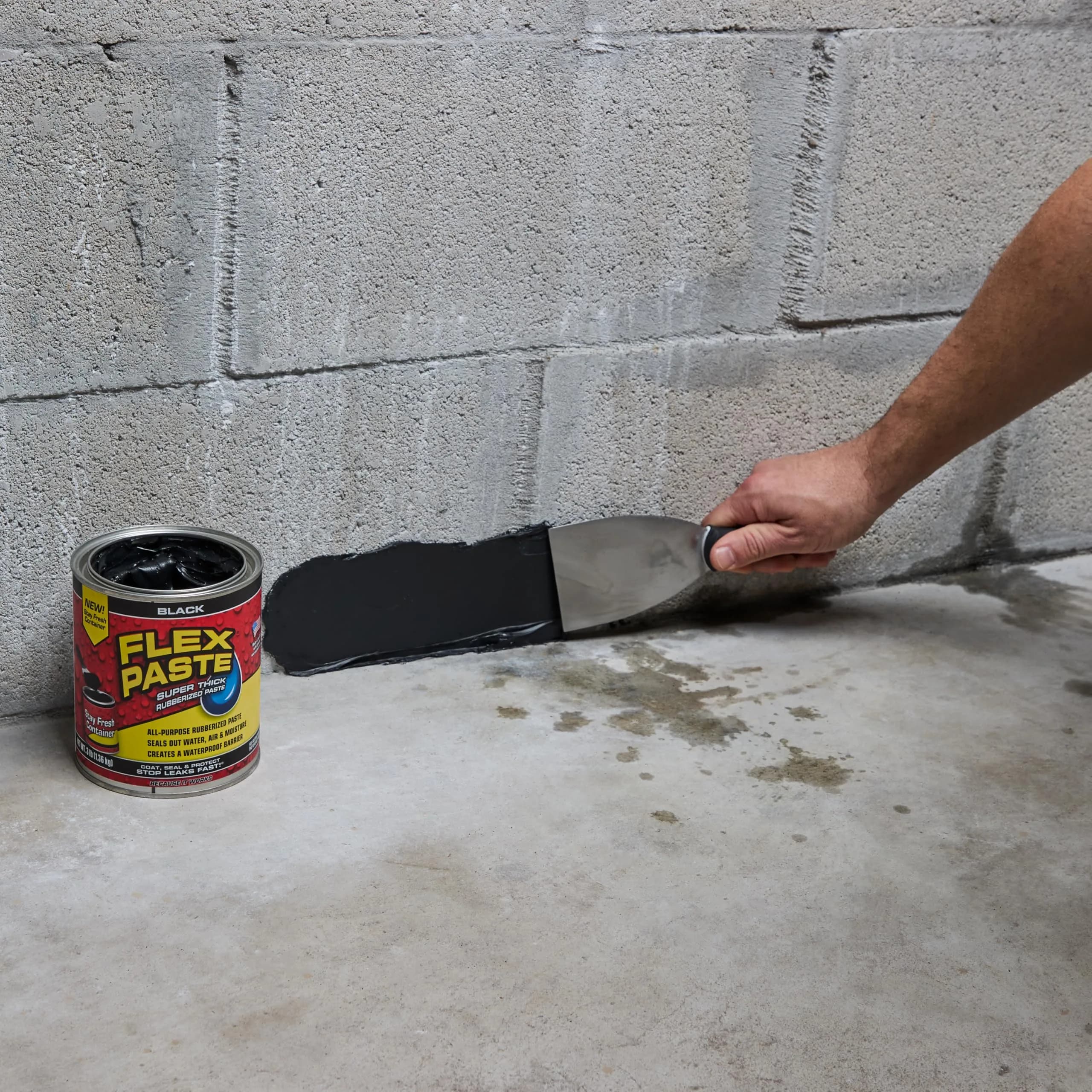 Flex Paste Rubberized Waterproof Sealant Paste Black 48 fl oz (1.42 L) | Seals Gaps Cracks Holes Underwater - view 3