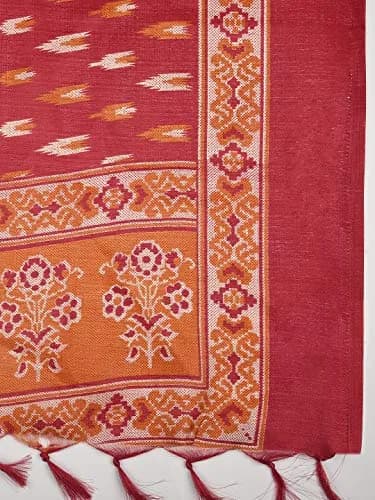 DUPATTA BAZAAR Women's Red & Yellow Printed Silk Dupatta | Versatile Ethnic Wear (70-120 chars) thumbnail 6