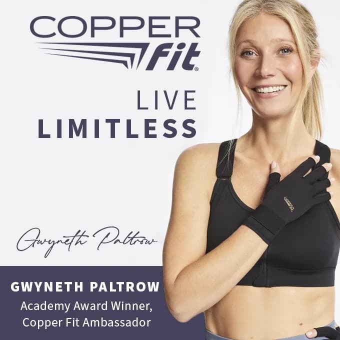Copper Fit ICE Compression Gloves Infused with Menthol, Black, Small/Medium | Support & Relief for Arthritic Hands thumbnail 2