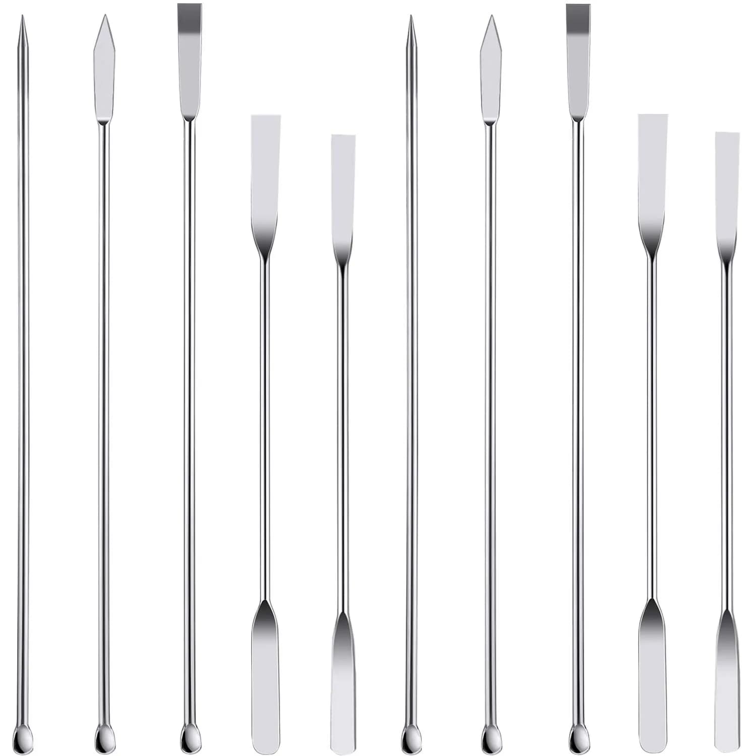 Boao 10 Pcs Stainless Steel Lab Spatulas Double Ended Sampling Scoop | Durable, Rust-Resistant Laboratory Utensils