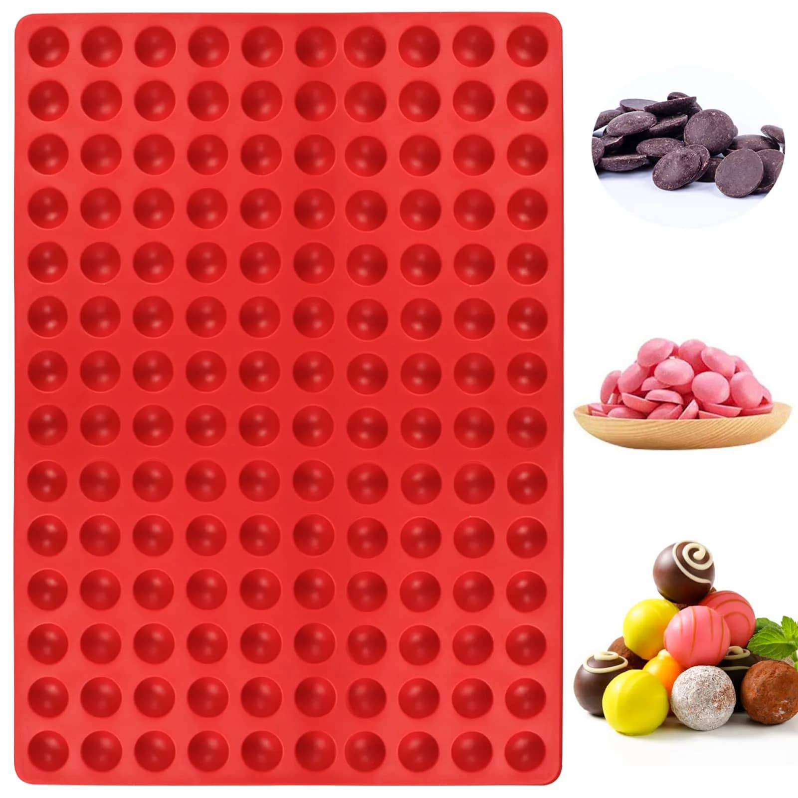 Palksky 140-Cavity Small Round Silicone Mold | 38.4mm (0.9 inch) Cavities for Chocolate, Candy, Dog Treats - main product image